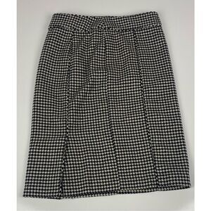 Banana Republic Houndstooth Mini Skirt Womens Size 2 Black White Business Casual